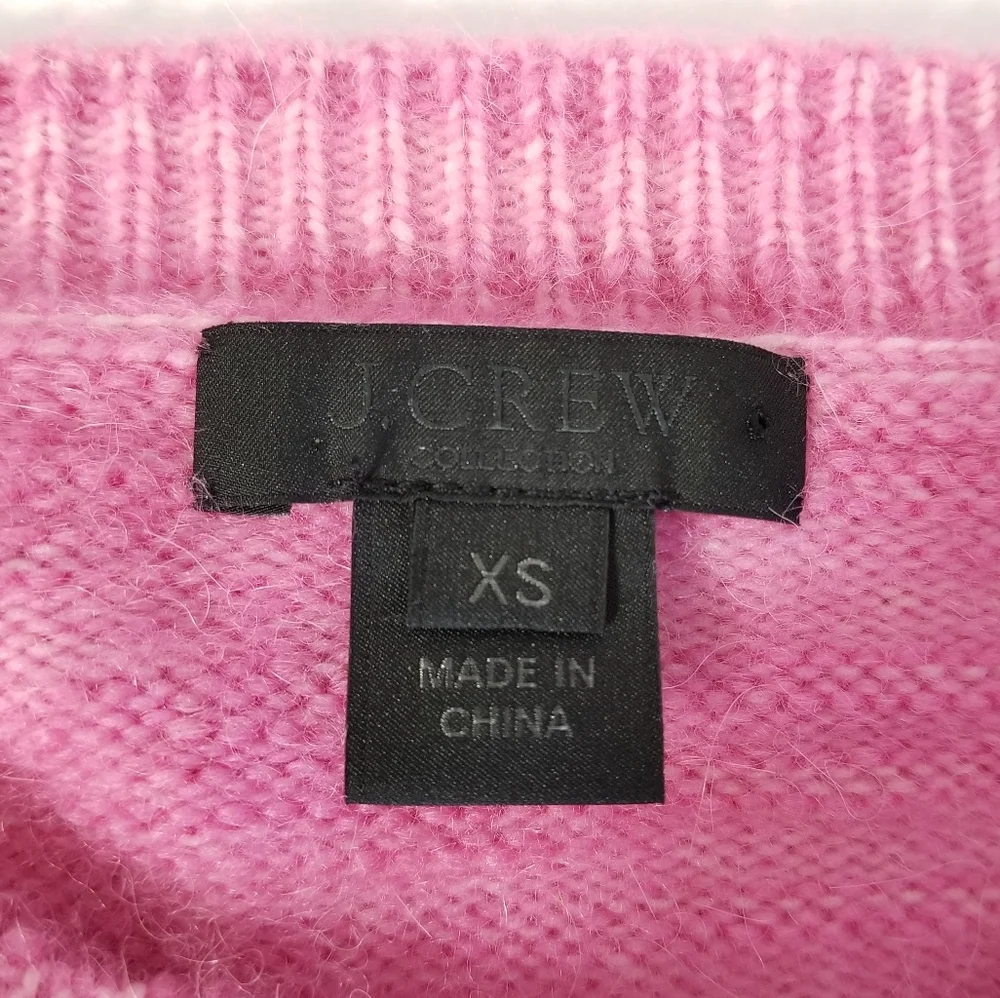 J.CREW Tie Sleeve Crew Neck Sweater Marled Pink Size XS Alpaca Wool Blend